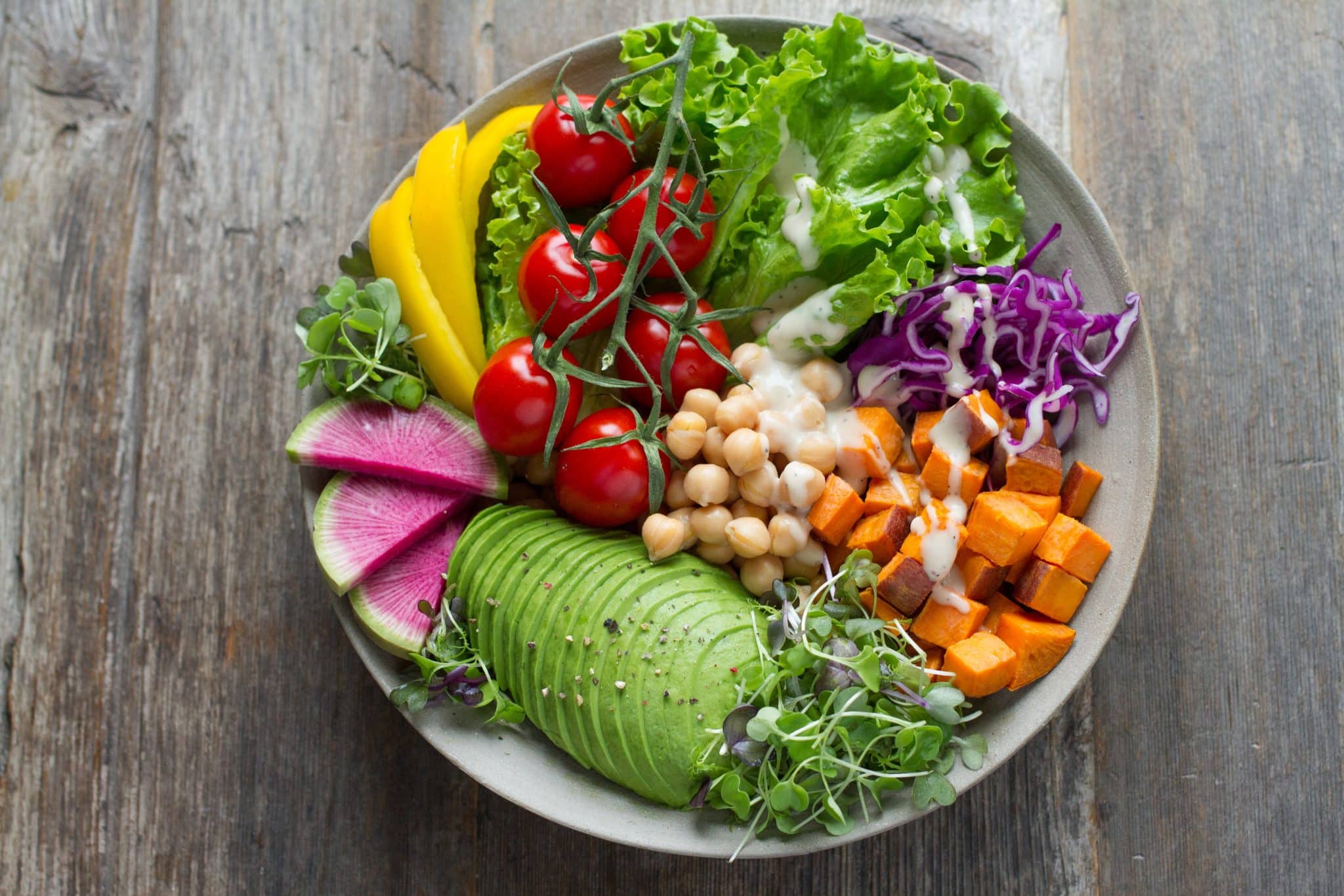 A colorful plate of healthy food.