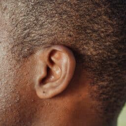 Close up of a man's ear.