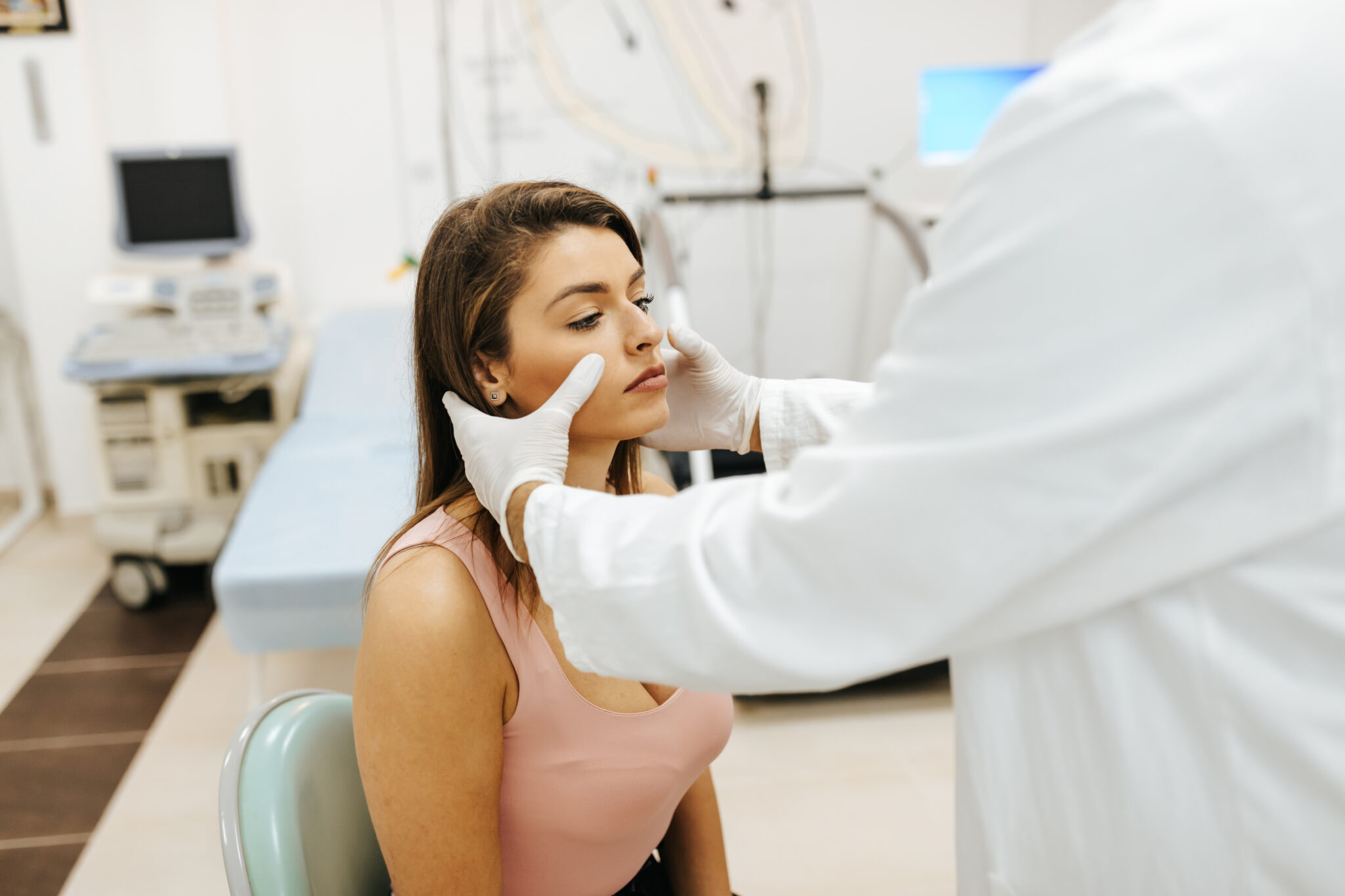 Woman seeing an ENT for recurring sinus infections